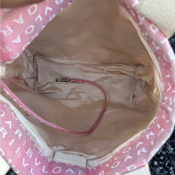 Bvlgari Pink Canvas Logo Mini Tote Bag Leather Trim Made in Italy - Picture 13 of 14